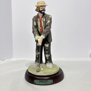 Emmett Kelly Jr Golfer Clown Figurine Weary Willie Golf Statue Signed Base